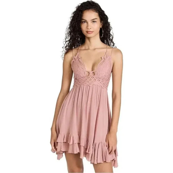 Free People Adella Slip Dress Rose Pink - Picture 4 of 5
